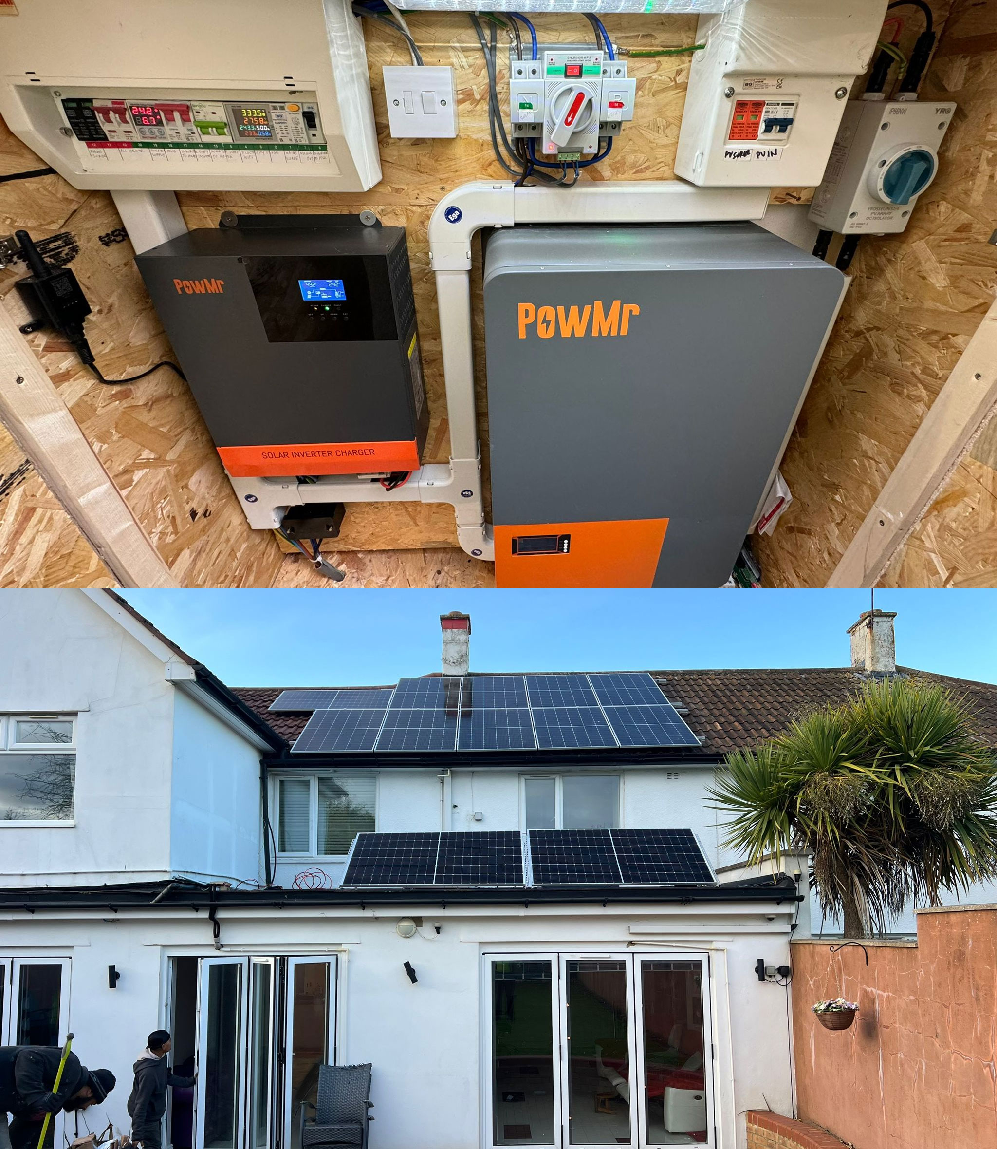 A 220V 5.6kW solar system is installed for residential use in England